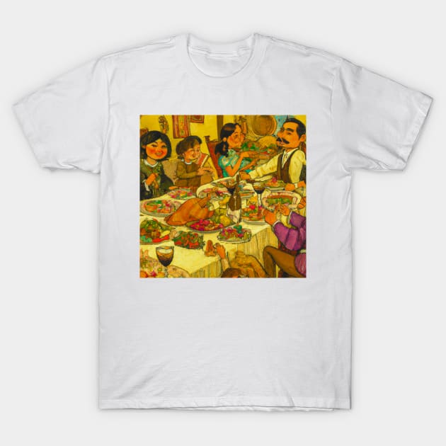 Mexican-American Family Thanksgiving Dinner T-Shirt by JohnCorney